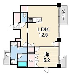 ジオエント阪神西宮 1LDKの間取図画像