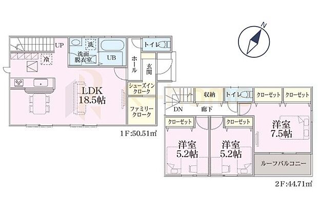 3LDK＋ファミリークローク＋SIC、土地面積160.41m2、建物面積95.22m2　