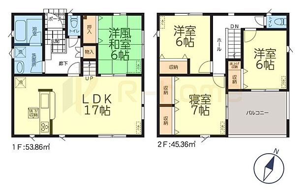 4LDK＋全居室収納、土地面積170.39ｍ2、建物面積99.22m2