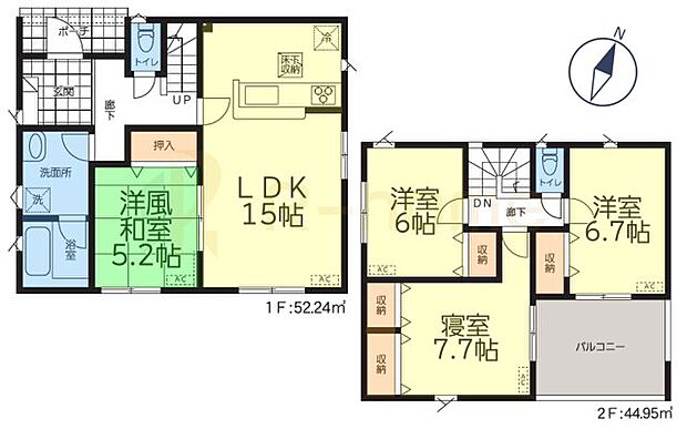 4LDK＋全居室収納、土地面積170.14ｍ2、建物面積97.19m2