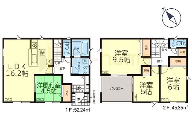 4LDK＋全居室収納、土地面積239.21ｍ2、建物面積97.59m2
