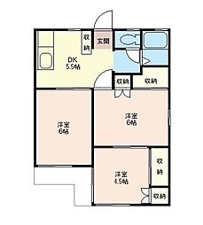 埼玉高速鉄道 川口元郷駅 徒歩15分の賃貸アパート 1階3Kの間取り