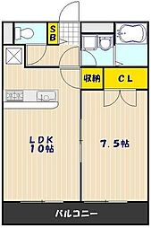 埼玉高速鉄道 川口元郷駅 徒歩23分の賃貸アパート 2階1LDKの間取り
