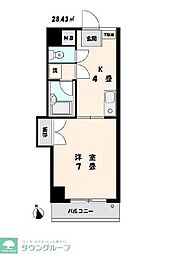 JR埼京線 戸田公園駅 徒歩15分の賃貸マンション 2階1Kの間取り