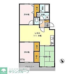 JR埼京線 与野本町駅 徒歩28分の賃貸アパート 2階3LDKの間取り