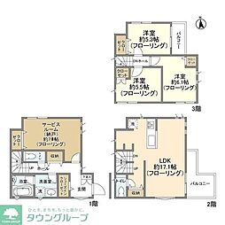 JR武蔵野線 武蔵浦和駅 徒歩8分の賃貸一戸建て 3SLDKの間取り