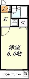 コーポYUI 1Kの間取図画像