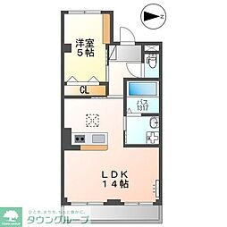 東武野田線 北大宮駅 徒歩17分の賃貸マンション 2階1LDKの間取り