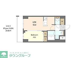 都営三田線 西台駅 徒歩11分の賃貸マンション 2階1LDKの間取り