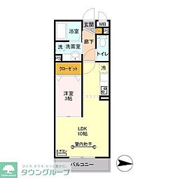 日暮里舎人ライナー 舎人駅 徒歩20分の賃貸アパート 3階1LDKの間取り
