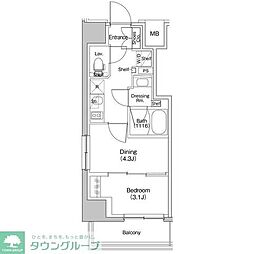 JR京浜東北・根岸線 川口駅 徒歩4分の賃貸マンション 7階1DKの間取り