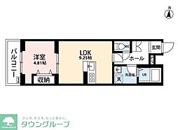 東武伊勢崎線 大袋駅 徒歩3分の賃貸アパート 1階1LDKの間取り