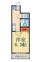 JR埼京線 中浦和駅 徒歩11分の賃貸マンション 2階1Kの間取り