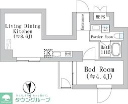 都営三田線 西台駅 徒歩8分の賃貸マンション 1階1LDKの間取り