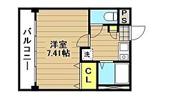 JR埼京線 戸田公園駅 徒歩7分の賃貸マンション 2階1Kの間取り