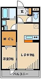 トレビナ中浦和 1LDKの間取図画像