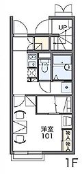 レオパレスサンモールガーデン 1Kの間取図画像