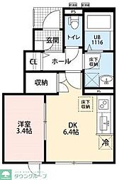 アムール Clef 3 1DKの間取図画像