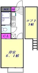 レオパレスMARUKA2 1Kの間取図画像