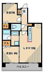 ヴェルディーク中浦和 2LDKの間取図画像