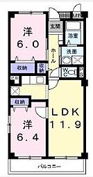 プランドール 2LDKの間取図画像
