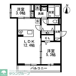さいたま市浦和区元町1丁目アパート 2LDKの間取図画像
