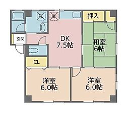 メゾンティエドール壱番館 3DKの間取図画像