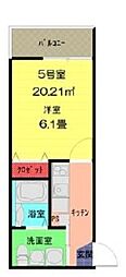 アーク・ヴィラWARABI 1Kの間取図画像