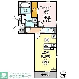 ロイジェントパークス草加手代B 1LDKの間取図画像