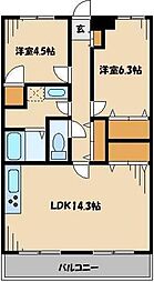 バルトハイム 2LDKの間取図画像