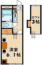 レオパレスヴィラ美女木 1Kの間取図画像