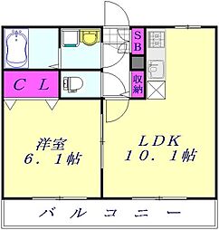 ポローニア北戸田3 1LDKの間取図画像