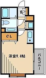 スクエアタワー ワンルームの間取図画像