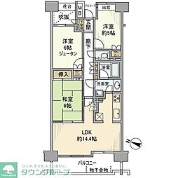 ヒルズシンフォニア北浦和 3LDKの間取図画像