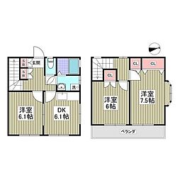 リバーサイドヤマトB 3DKの間取図画像