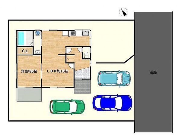 【区画図】駐車3台可能。拡張して停めやすくなりました。