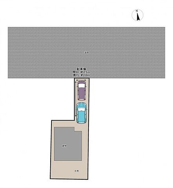 【区画図】縦列で2台のお車が駐車可能です。