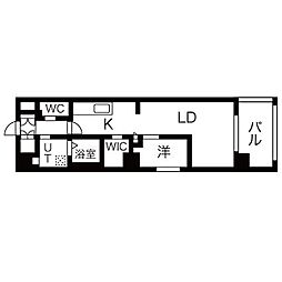 名古屋市営鶴舞線 浅間町駅 徒歩3分の賃貸マンション 8階1LDKの間取り