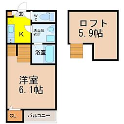 名古屋市営名城線 堀田駅 徒歩5分の賃貸アパート 1階1SKの間取り