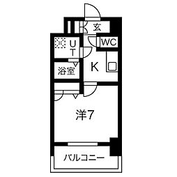 名古屋市営鶴舞線 大須観音駅 徒歩7分の賃貸マンション 2階1Kの間取り