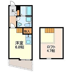 名古屋市営名港線 日比野駅 徒歩12分の賃貸アパート 1階1SKの間取り