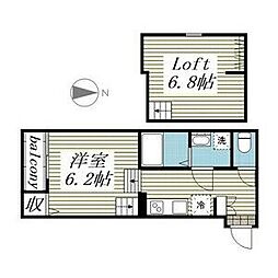 名鉄常滑線 大江駅 徒歩4分の賃貸アパート 2階1SKの間取り