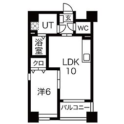 リュミアン堀田テラス 4階1LDKの間取り
