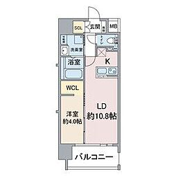 名古屋市営鶴舞線 浅間町駅 徒歩6分の賃貸マンション 7階1LDKの間取り