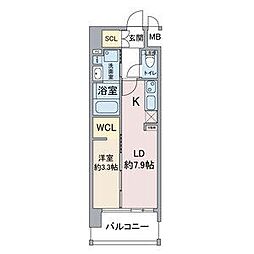名古屋市営鶴舞線 浅間町駅 徒歩6分の賃貸マンション 9階1LDKの間取り