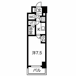 名古屋市営名城線 上前津駅 徒歩5分の賃貸マンション 2階1Kの間取り