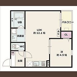 近鉄名古屋線 黄金駅 徒歩8分の賃貸アパート 3階1LDKの間取り