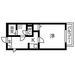 Gallery庄内通 1Kの間取図画像