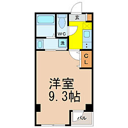 トミテラス 4階1Kの間取り