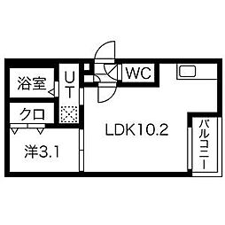 名鉄名古屋本線 本星崎駅 徒歩10分の賃貸アパート 1階1LDKの間取り